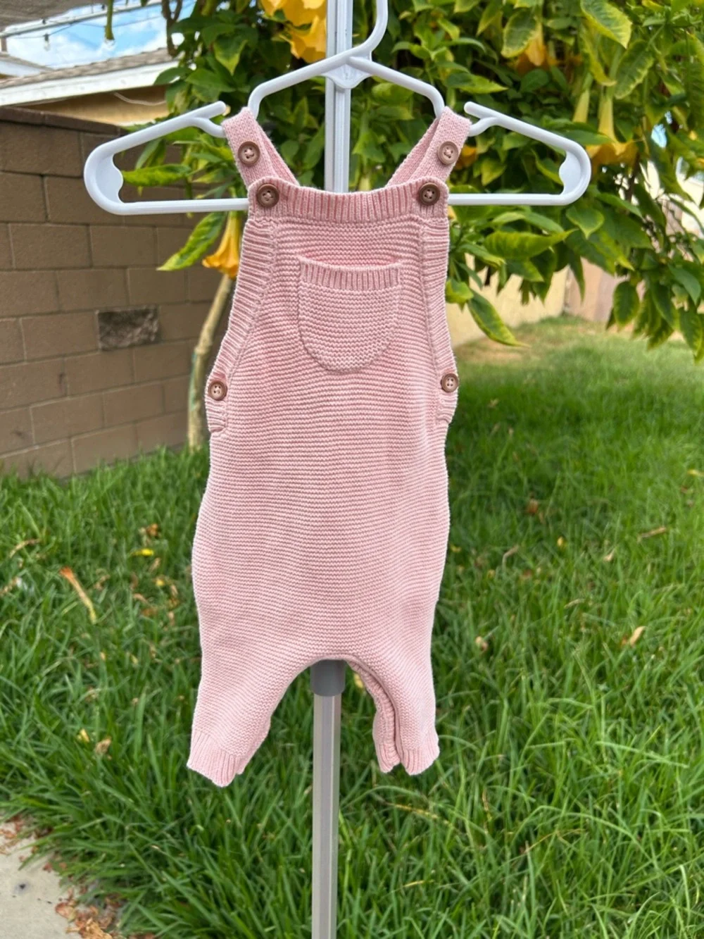 Carter's Pink Knit Baby Overalls Romper